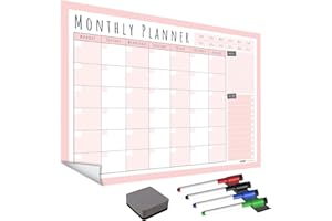 THE MAGNET SHOP WallTAC A2 Monthly Wall Planner Sticker with Whiteboard Pens | Made in the UK | Easy-to-Remove Dry Wipe Calendar with Reusable Adhesive | Meal Planner or To Do List for Home and Office