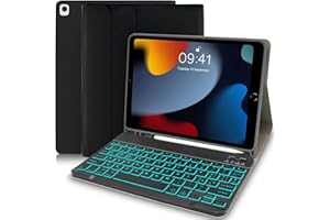 Hofsos Tastiera con Custodia,Cover per iPad 10.2 2021/2020/2019 (9a/8a/7a Gen),Italiano ‎QWERTY Retroilluminata Bluetooth per iPad Air 3/ iPad PRO 10.5-Nero
