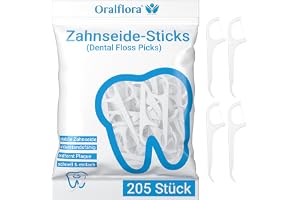 205x tandtrådspinnar – Dental Floss Picks – Oralflora – mellanrumsrengöring för tandvård och friskt tandkött och kindtänder – 2-i-1 med tandpetare på handtaget