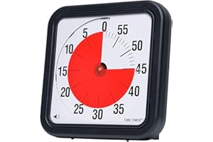 Time Timer Original Large 30 x 30 cm; 60-minutowy zegar wizualny do sali lekcyjnej lub spotkań dla dzieci i dorosłych (czarny)