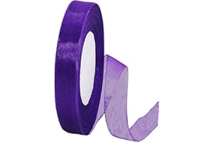 HONGCI 45m Organzaband Lila 15mm Breit Chiffo Geschenkband,Transparentes Organza Bänder Chiffonband Schleifenband Dekoband Geschenkverpackung Deko Band Tüllband für Weihnachten Hochzeit Taufe Geburtstag