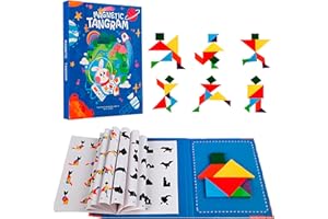 ALPESU KIDS – Tangram magnetisch für Kinder ab 3 Jahren – Montessori IQ Spiele & Lernspielzeug im Buchformat – Beschäftigung für Autofahrt & Reisen – Magnetspiel & kreatives Puzzle