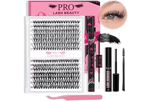 PRO LASHBEAUTY PRO Pojedyncze Rzęsy 280szt 30D+40D DIY Cluster D Curl 9-15mm, Indywidualne Przedłużanie i Zwiększanie Objętościowe (Zestaw 30D+40D-9-15)