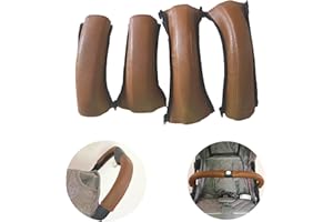 SQXALDM Ensemble de 4 Housses de Protection pour Poignée de Poussette en Cuir PU Universel, Imperméable et Hygiénique Convient à la Plupart des Poussettes (Marron)