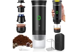 ZONREX Cafetera portátil 3 en 1 | Mini cafetera de viaje Espresso | Cafetera camping 12V | Compatible con cápsulas Nespresso, Dolce Gusto y café molido