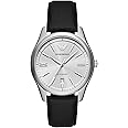 Emporio Armani Leather Analog White Dial Men Watch-Ar60077, Black Band