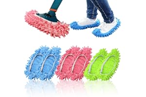 EJRUP 3 Paires (6pcs) Couvre - Chaussons, Chaussettes Anti - poussière, Couvre - Chaussons Amovibles et Lavables, Couvre - Chaussures Multifonctions, Nettoyage du Sol, Ménage, Pantoufles à Balai