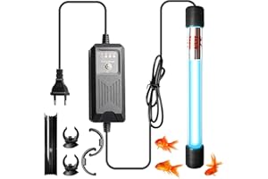 AICHARYNIC Lampada sterilizzatore UV per acquario con timer 13 W: acquari luce UV chiarificatore dell'acqua contro alghe e batteri, luce UV per piscine filtranti, stagno, piscina, acquari, lampada di pulizia UVC
