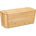 Navaris Cable Tidy Box - Bamboo Cable Storage Box Organiser for Wires, Cables, Extension Sockets, Chargers and Power Plug Cords - 39.4 x 16 x 16cm