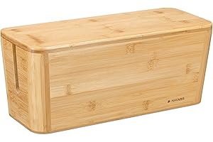 Navaris Caja organizadora de cables XL - Bandeja portacables de bambú - Organizador para cable de ordenador tv cargador USB - Oculta y guarda cables