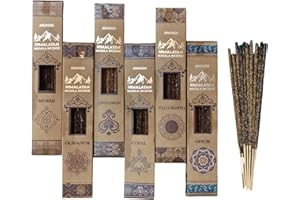 RUSHANT Himalayan Masala Smudge Incense Sticks, Palo Santo, Copal, Myrrh, Cinnamon, Opium, Olibanum, 6 Packs x 10 Sticks (60 Sticks), Long Burning, Handcrafted Smudge Series