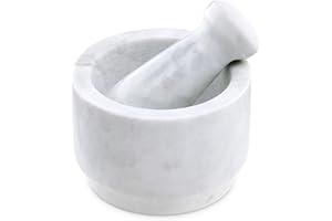 Navaris Mortaio e Pestello in Marmo Naturale - Set Preparazione Pesto Salse - Ciotola Grande Ø 13cm Battitore - Mortaio Doppio Lato 2 in 1 - Grigio