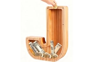 Bemaystar Wooden Letter-Money-Box, Piggy-Bank Initial Letters, Money Box Coin Bank, Birthday Gift