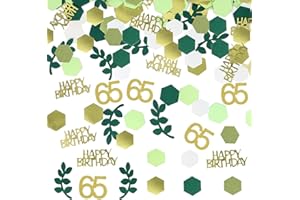 WenmthG - Konfetti 65. Geburtstag Deko Grün - 200 Stück Tischdeko für 65. Geburtstag - Streudeko Gold - Deko für Party - 65 Jahre Tischdeko, Happy Birthday 65. Confetti