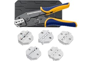 Haisstronica set di pinze crimpatrici 6 pezzi, pinze per capicorda isolati e non isolati, puntalini, cavi solari PV e connettori termorestringenti, utensile di crimpatura con ganasce intercambiabili