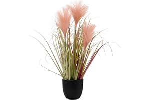 ‎BRIFUL Briful Künstliches Pampasgras Grasbusch Decorative Kunstpflanze Kunstgras Dekogras Dekopflanze Ziergras im Schwarzen Kunststofftopf