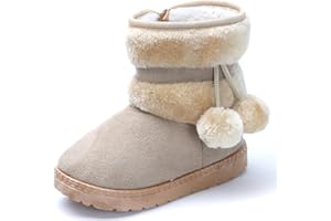 Yeeteepot Mädchen Warm Gefütterte Schneestiefel Baby Kinder Plüsch Winterstiefel Flach rutschfeste Stiefel Kleinkindschuhe Weichsohlen Kurzschaft Stiefel Leicht Stiefeletten