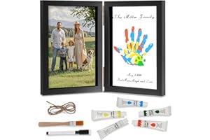 Nabance Kit Impronte Mani Famiglia 4 Pannelli In Plexiglas 5 Colori, Impronta Mani e Piedi Neonati Ideale per Compleanni Anniversari, Eventi Familiari, Regali di Nascita, Nero