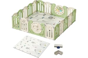 GCAREBB Parque Infantil Bebe, Parque Infantil Bebe Acolchado, Corralito Bebe Seguro y Robusto, Cerraduras de Seguridad, Forma Ajustable, Alfombra de Parque, Almacenaje Plegable, Antideslizante(12 14 16 Panel)