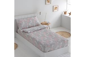 COTTON ARTean Saco nordico con Relleno Lunitas Rosa para Cama 90 x 190/200 + 1 Funda de Almohada. Saco Unido a la Bajera con Cremallera. con Relleno nórdico.