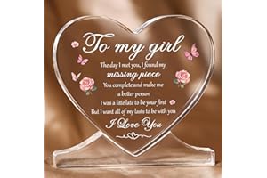 NIYEWSOR Valentines Gifts for Girlfriend, Acrylic Heart-Shaped Decor Sign Girlfriend Gifts, Anniversary Wedding Birthday Gifts for Her Girlfriend Wife Women, Romantic Love Valentine's Day Gifts