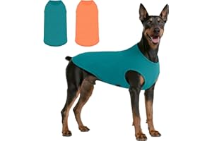 Kickred 2 Pack Hundeshirts, schnell trocknende leichte Hunde-T-Shirts ärmellose Weste, atmungsaktiv Haustier Kleidung Tank Top für große mittlere kleine Hunde Junge Mädchen (Mint Blau+Orange Gelb, XL)