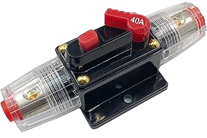 SPTSSWET Car Circuit Breaker 12V-24V DC Fuse Holder Audio Inline Circuit Breaker Reset Fuse with Manual Reset for Car Marine Trolling Motors Audio Solar Inverter System (40A)