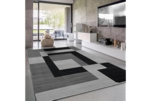 IR IMPERIAL ROOMS Imperial Rooms Area Rugs for Bedroom - Large Rugs Living Room 120 x 170 Cm Modern Floor Carpet - Geometric Style Non Shedding Super Soft Milo Black and Grey Rug Easy Care