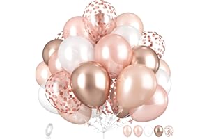 DAGELAR Rose Gold Balloons Set, Champagne Gold Rose Gold and White Birthday Balloon, Metallic Rose Golds Confetti Balloons for Girls Women Birthday Party Wedding Bridal Shower Decorations