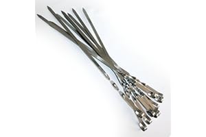 OLYMP Lot de 10 brochettes Barbecue griller brochettes en acier inoxydable. Longueur : 40 cm Largeur : 1 cm épaisseur 1,5 mm.