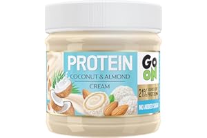 GO ON - Protein Creme Kokos-Mandel, 6x180g, 21% Protein Aufstrich, Zuckerfrei, Kokoscreme Aufstrich, Fitness Lebensmittel, Ohne Palmöl