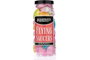 Original Flying Saucer Sweets Flying Saucers Retro Sweets Gift Jar By Berrymans Sweet Shop - Classic Sweets, Traditional Taste.