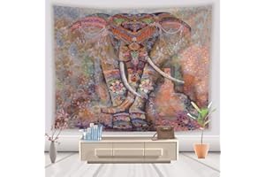 NUNUBEE Lihan Tapicería Diseñador Indian Elefante Hippie Mandala de Pared tapiz estampado floral Decoración de la Naturaleza del Hogar para grande Picnic mantel, Elefante 5 150 * 130cm/59 * 51inch