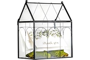 NCYP 19x12,5x23cm Cajas de Tarjetas de Vidrio Negro con Tapa, Maceta de Terrario Geométrica Hecha a Mano con Cerradura para Pequeñas Plantas, Decoración de Fiesta, Hogar, Boda (Solo Caja de Vidrio)