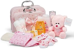 BABY BOX SHOP Baby Box Regali Baby Shower Bambina - 15 Regalo Neonata Femmina, Include 2 Valigie Rosa - Set Neonato RegaloNascita, Regali Nascita Bimba - Set Bebe Nascita Femmina - Rosa