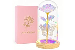 HADSOMUN Weihnachtsrosen-Geschenke, Blumen für Frauen, Damengeschenke zu Weihnachten, Geburtstagsgeschenke für Frauen, Rosen-Schmetterling für Mutter, Oma, Schwester, Sie, Ehefrau, Valentinstag