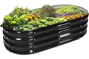 IN WHICH BAY Premium Galvanized Raised Garden Bed Kit, Planter Boxes Outdoor Raised, Large Rot-Resistant Metal Planting Bed for Gardening Vegetables Flowers (Black, 4×2×1ft)