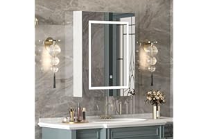 Mepplzian Bathroom Mirror Cabinets with Lights,Led Bathroom Mirror Cabinet Bathroom Wall,Illuminated Bathroom Mirror Cabinet with Demister,Bathroom Cabinets with Mirror,Mirrored Bathroom Cabinet 50x70