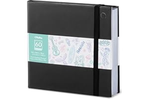 Ohuhu Cuaderno de Dibujo Doble Cara Impermeable, Formato Cuadrado 16x16 cm - Papel de Dibujo Grueso de 150 g/m², 60 Hojas/120 Páginas - Tapa Dura PU, Ideal para Rotuladores, Pintura y Bocetos