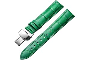 BINLUN Banda de reloj de cuero genuino Correa de cocodrilo de repuesto para unisex con hebilla de despliegue de mariposa de plata/oro/oro rosa 12mm 13mm 14mm 16mm 17mm 18mm 19mm 20mm 21mm 22mm 23mm 24mm