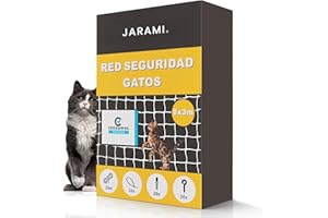 JARAMI - Red para Gatos terraza con Accesorios Incluidos - Red para Gatos Reforzada 8x3m - Malla Resistente y Duradera para Balcón, Terraza y Ventana - Malla Protectora Balcon.