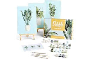 Dabble Malen-nach-Zahlen Kit - Malen nach Zahlen für erwachsene Anfänger mit 3 Leinwandrahmen, Malset für Erwachsene, Blumen Design