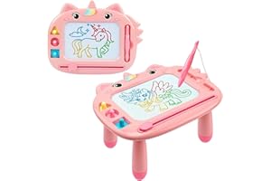 Afoxon Unicorn Toddler Girl Toys, Colorful Magnetic Drawing Board, Learning Toy, Portable Magna Kids Doodle Travel Essentials, Mess-Free Etch Sketch, Christmas Birthday Gifts (Pink)