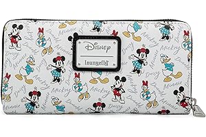 Loungefly Disney Wallet Mickey Minnie Mouse Daisy Donald Duck Zip Clutch White