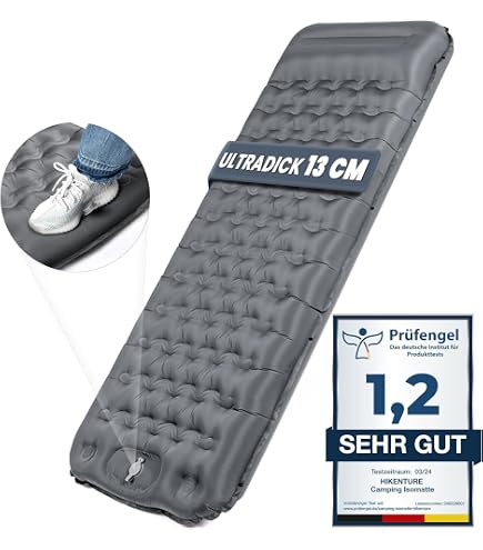 DeeprBling Matelas De Camping Autogonflant Avec Pompe à Pied & Oreiller - 200x70x10 Cm, Ultraléger Et Résistant à L'Eau