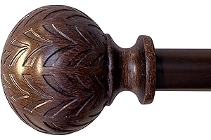 DECOPOLITAN Hermosa - Juego de barras de cortina ajustables de 218 a 325 cm, diámetro de 5/8 pulgadas en color nogal