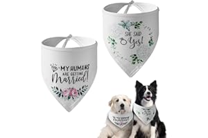 HACRAHO Hunde-Hochzeits-Bandana, 2 Stück Weiß My Humans Are Getting Married Dog Bandana She Said Yes Triangel-Hundebandana-Schal mit Blumenmuster für Hundeliebhaber-Geschenke