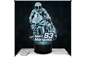 Lampephoto.fr - Lámpara 3D M. Márquez Piloto Moto GP Gran Premio, Luz Nocturna Táctil Led, Efecto Holograma 3D, Idea Regalo Navidad Cumpleaños Hombre, Objeto decoración habitación TOP