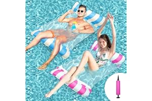 Ousinby Pool Float Hammock 2 pack ，inflatable hammock Inflatable Pool Bed Swimming Pool Hammock Floating Chair Bed Raft Recliner Float Lounger Float Hammock with Infloator Pump for Adults Kids