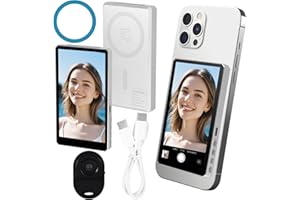 QESSUVNC Handy Selfie Monitor,Selfie Monitor Screen Kabellose Magnetische Handyhalterung für iPhone/Android Bluetooth mit Lautsprecher 3H Akku